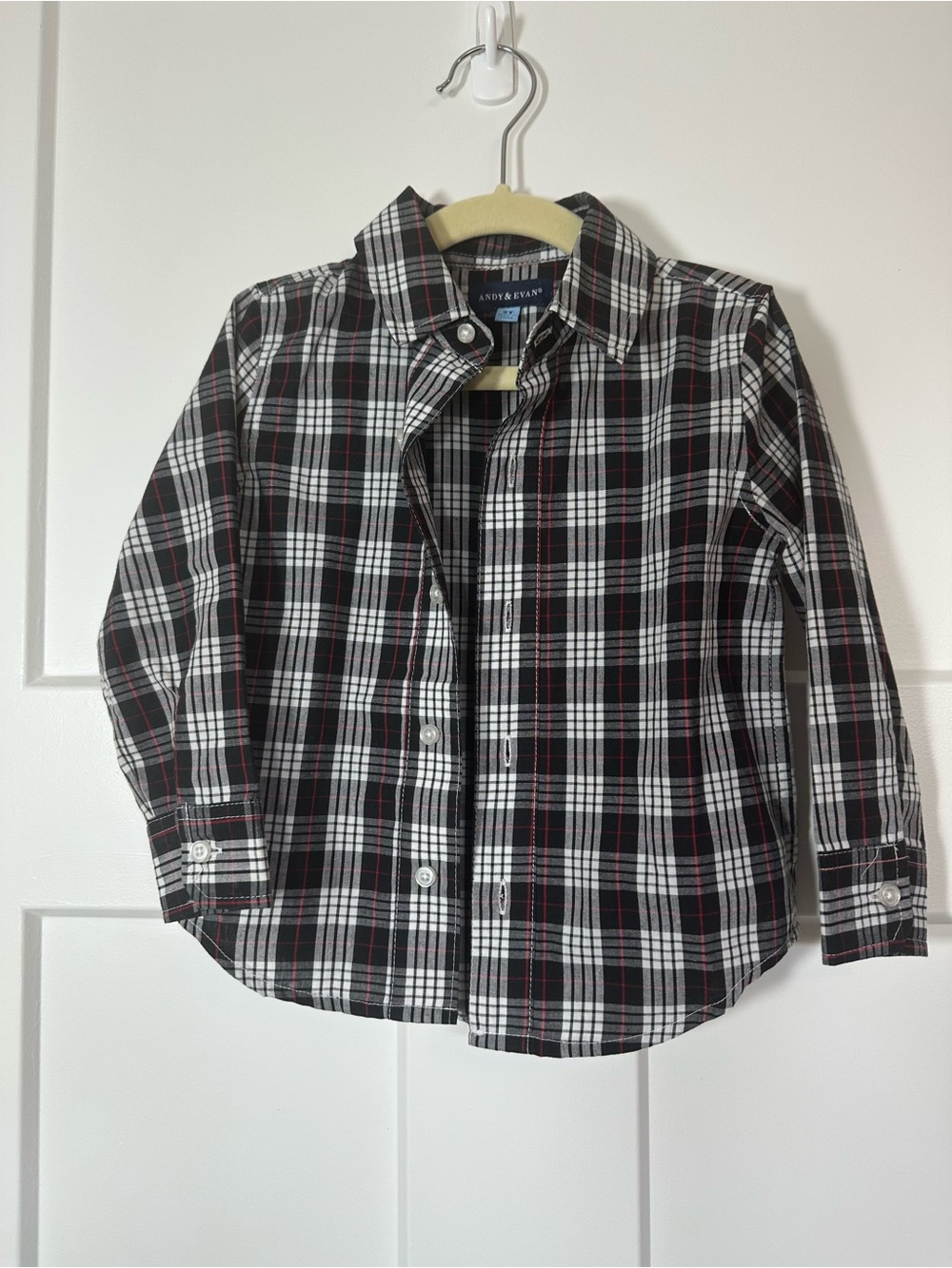 Andy & Evan Black, White and Red Plaid Button-Down Shirt for Kids